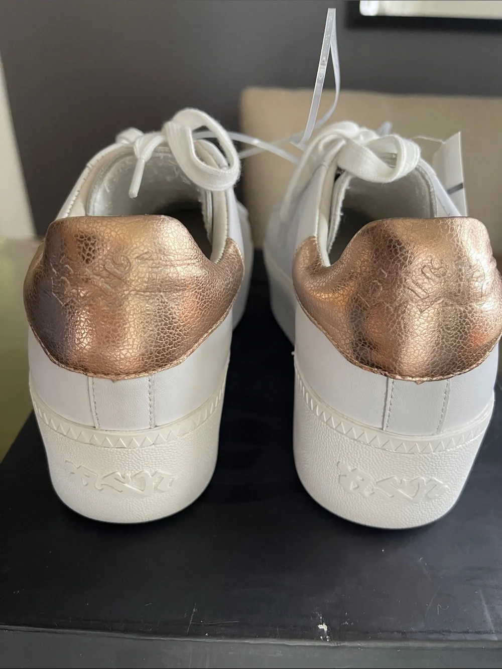Ash White Sneakers with Rose Gold Heel - SIZE 7